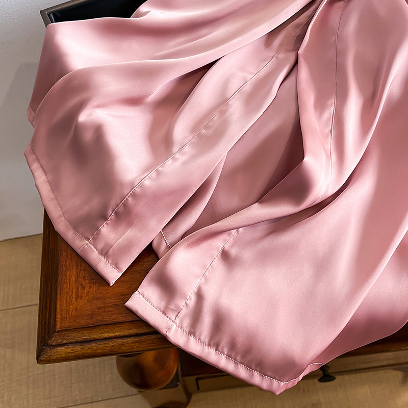 Peignoir Kimono en Soie Rose