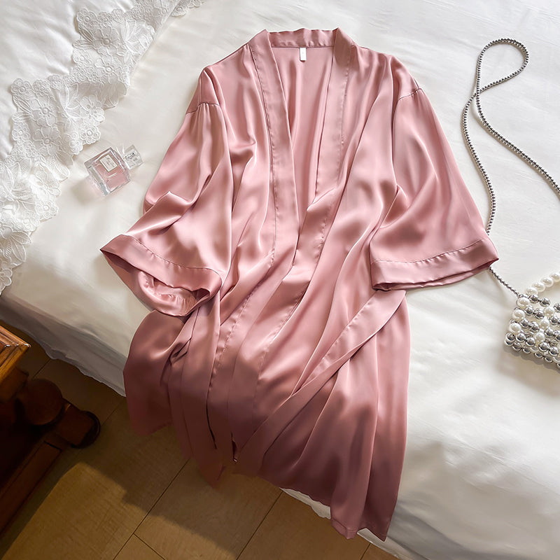 Peignoir Kimono en Soie Rose De Luxe