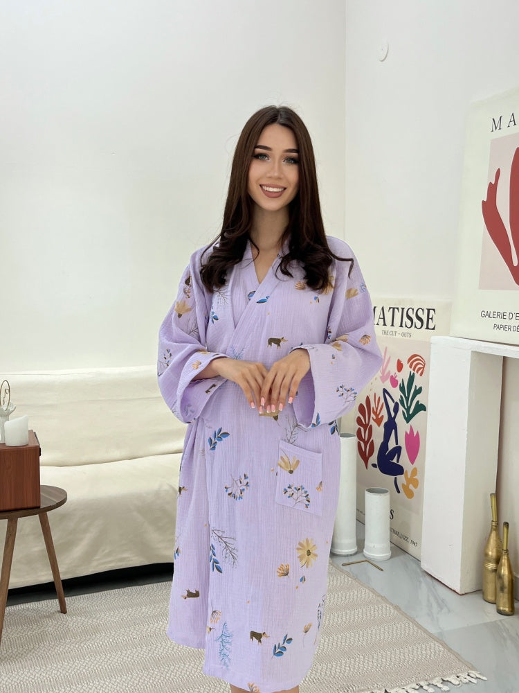 Robe Pyjama Kimono Coton Crêpe