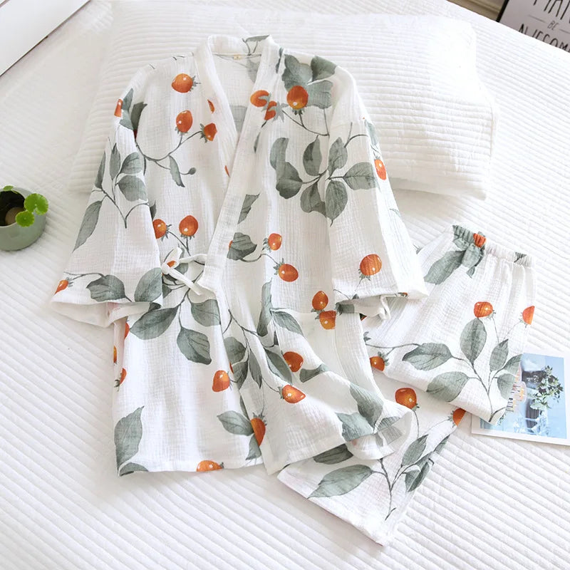 Ensemble Pyjama Kimono Coton Fin Confortable