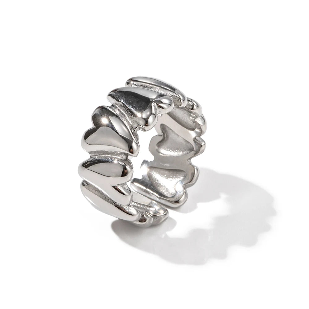 Bague en Forme de Coeurs Argenté