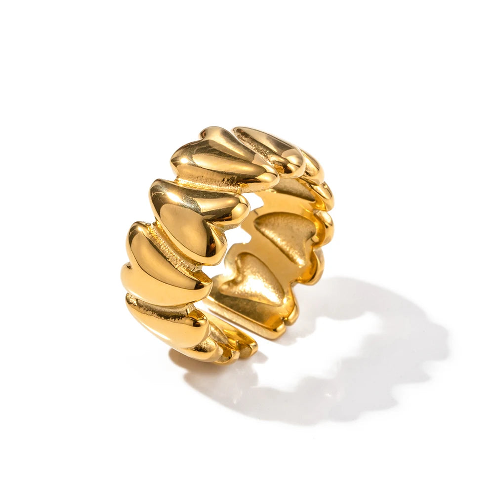 Bague en Forme de Coeurs Doré