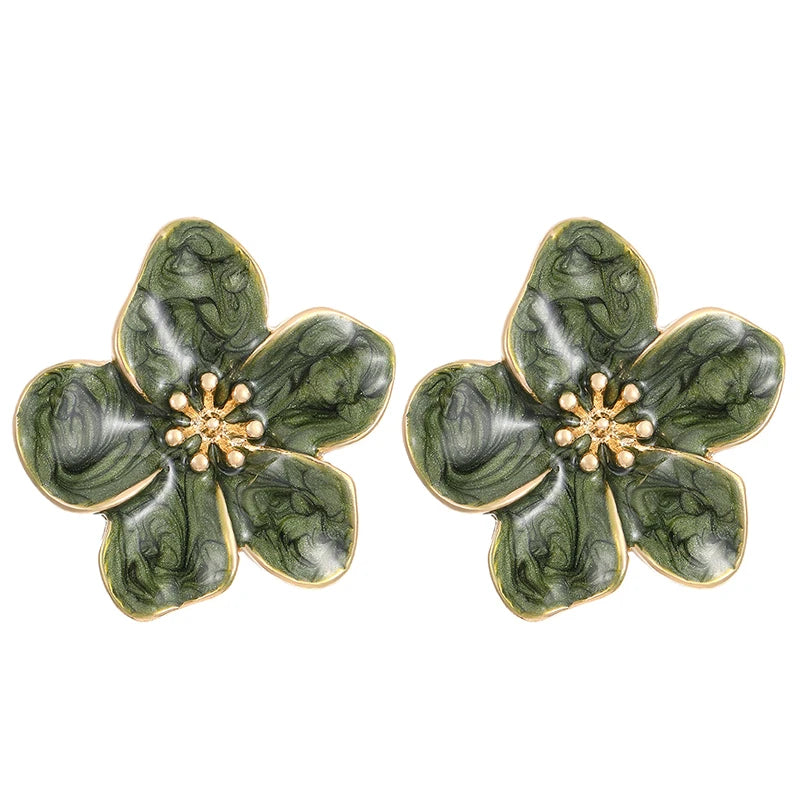 Boucles d’Oreilles Fleur Vintage Vert