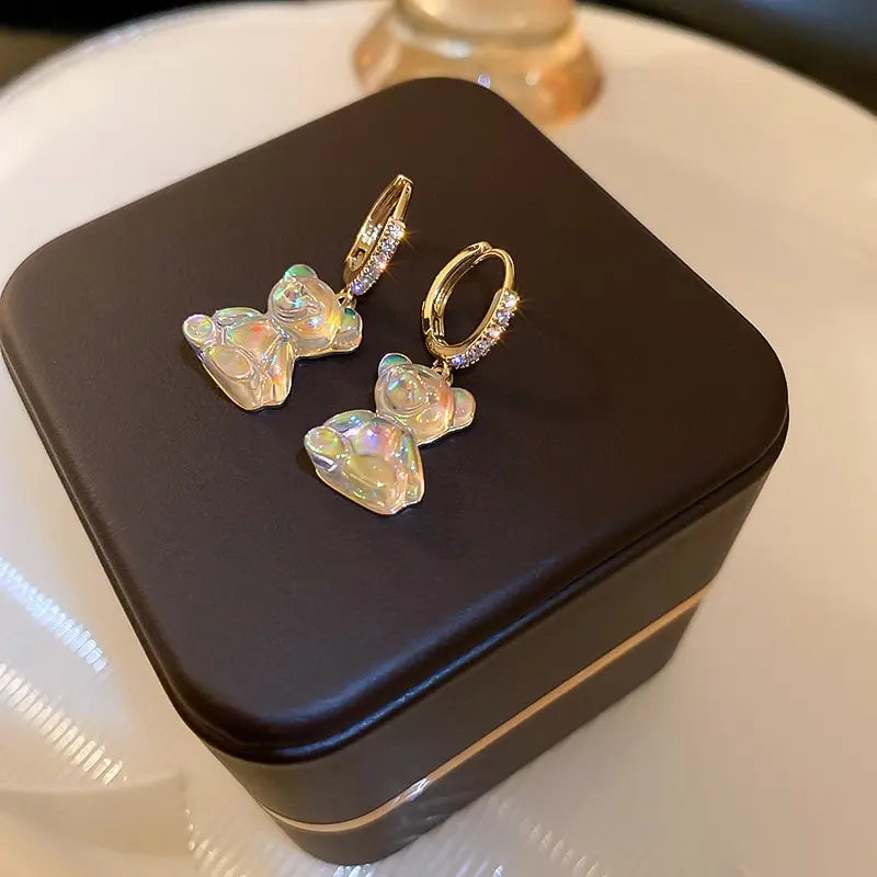 Boucles d’Oreilles Ourson Mignon Doré