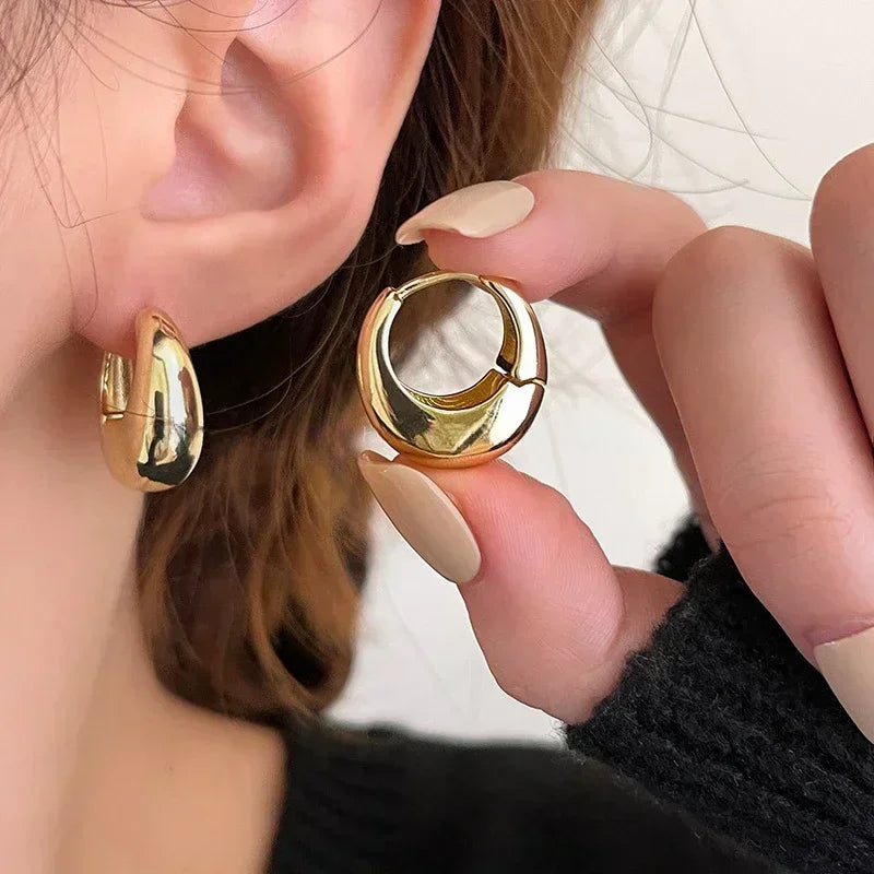 Boucles d’Oreilles Rondes Epaisses Doré