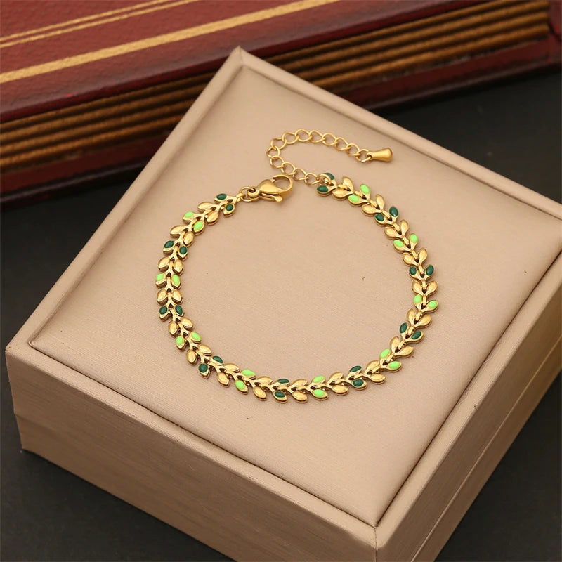 Bracelets de Feuilles Colorées Vert