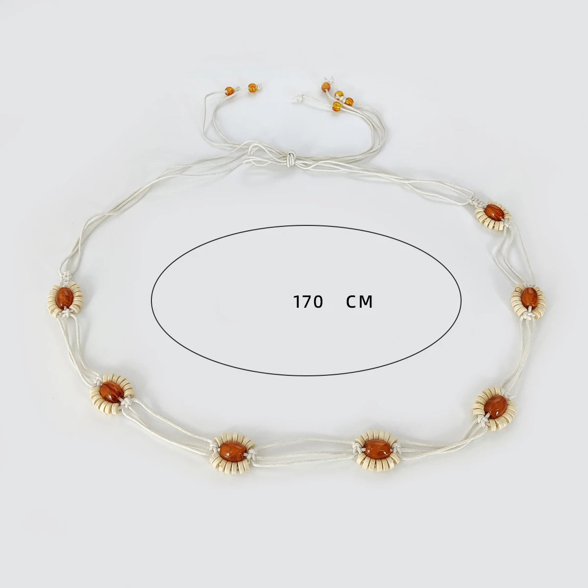 Ceinture à Perles à Motifs Fleurs Orange