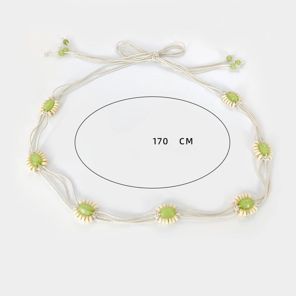 Ceinture à Perles à Motifs Fleurs Verte