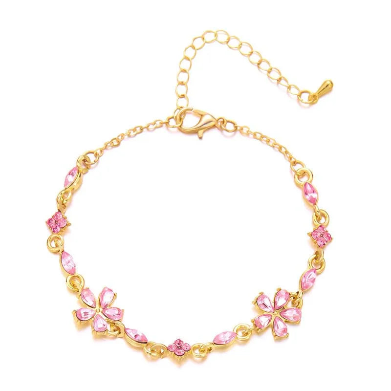 Chaîne à Fleurs en Zircon Rose