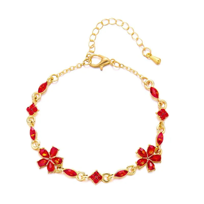 Chaîne à Fleurs en Zircon Rouge