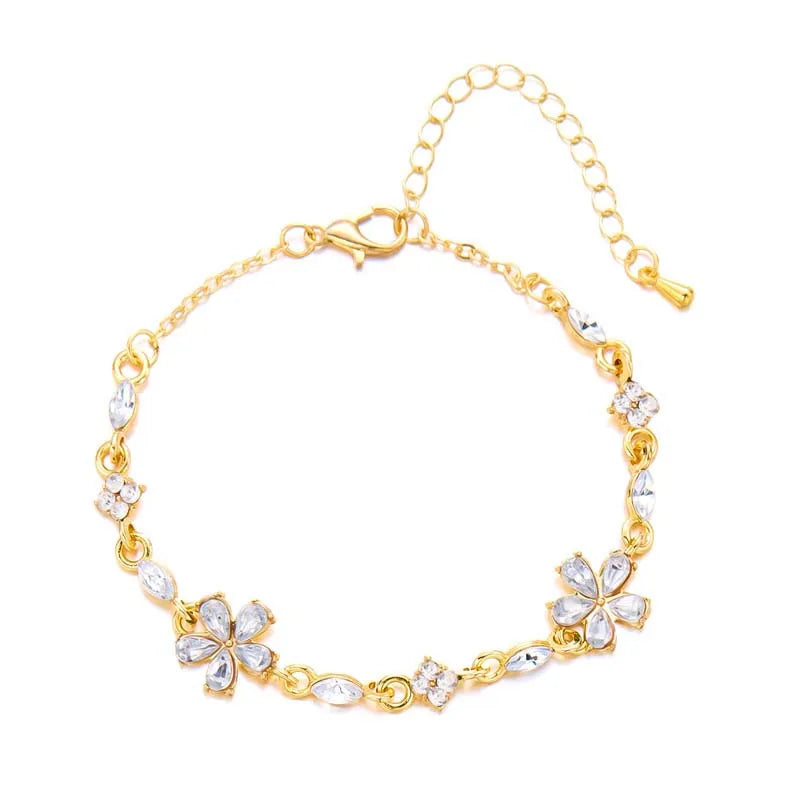 Chaîne à Fleurs en Zircon Transparent