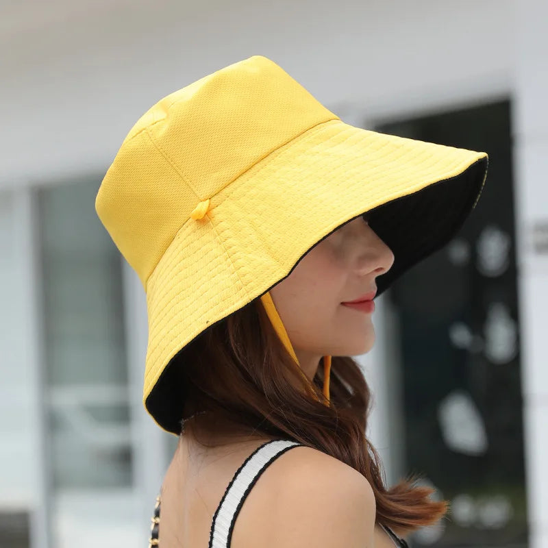 Chapeau Bob Réversible à Ficelle Jaune
