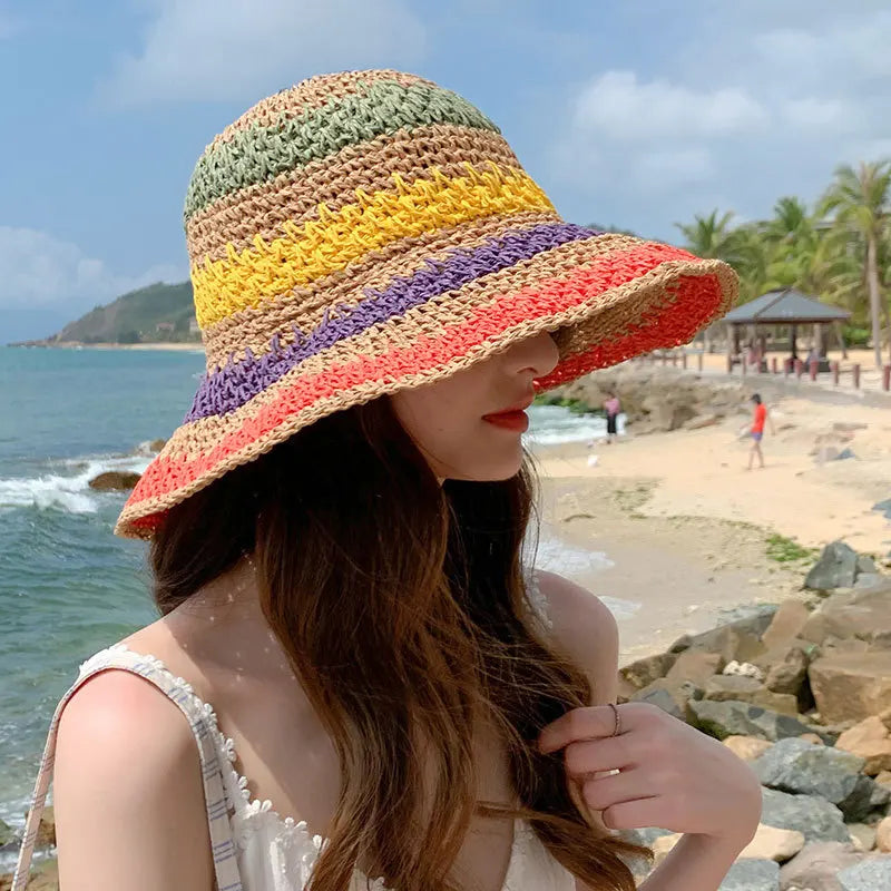 Chapeau de Paille Coloré Marron