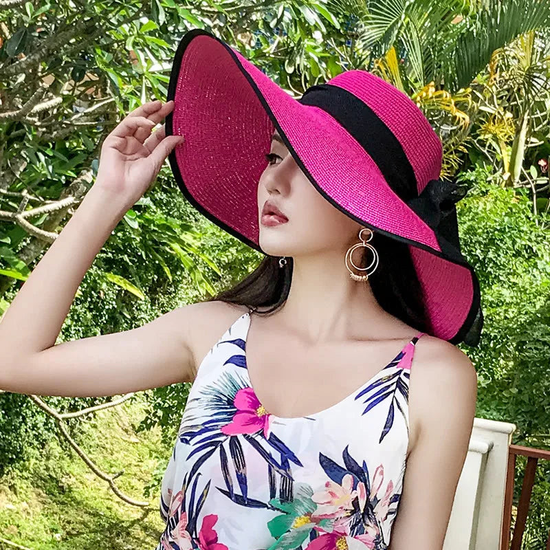 Chapeau de Paille Femme Été Fuchsia
