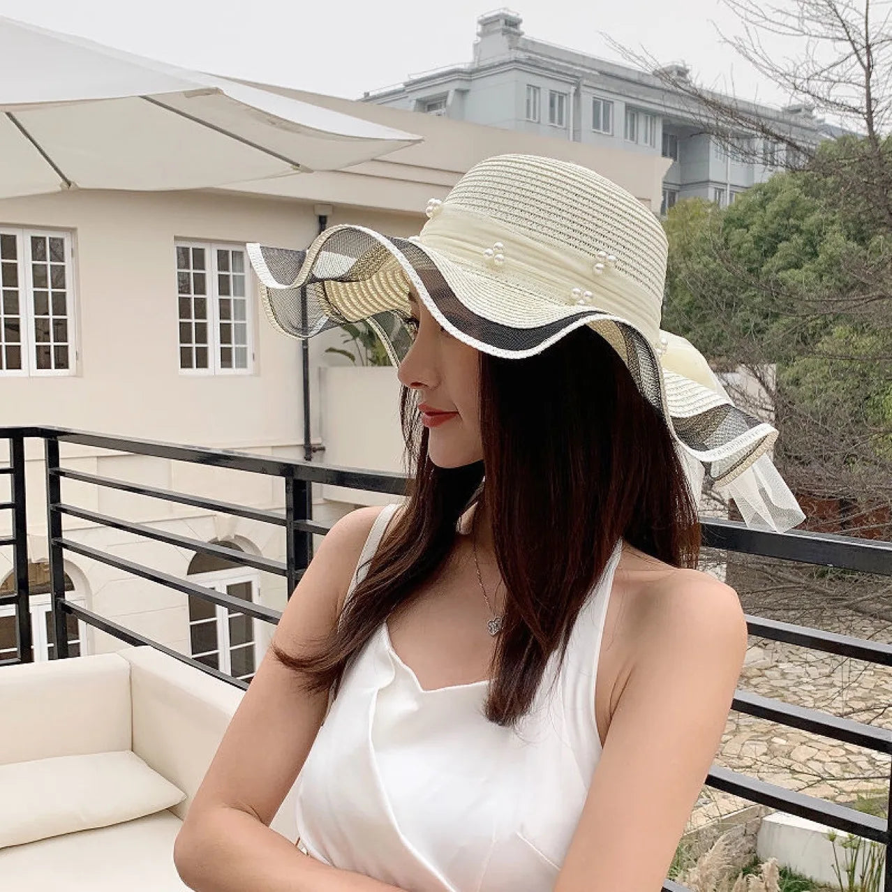 Chapeau de Plage Design Blanc