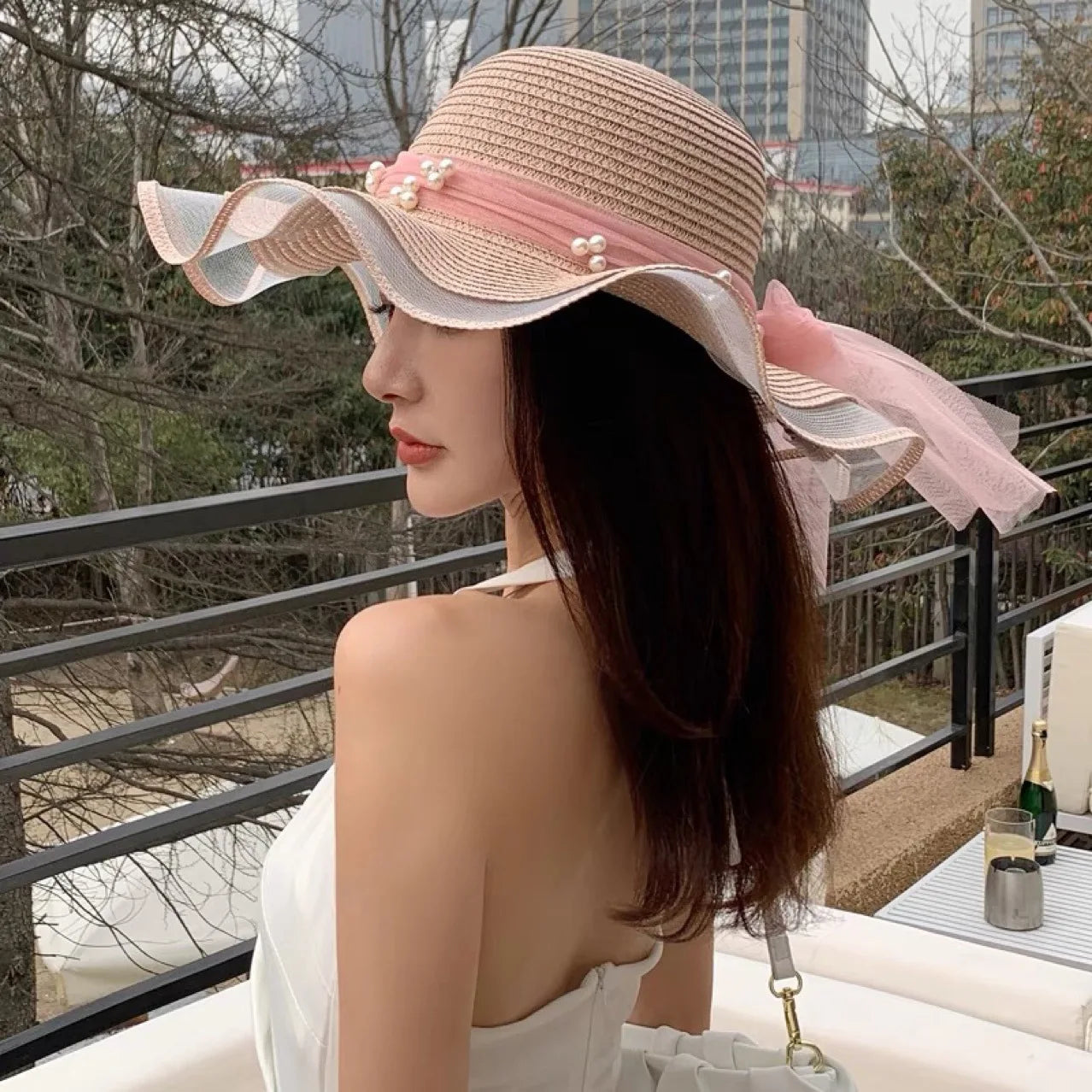 Chapeau de Plage Design Rose