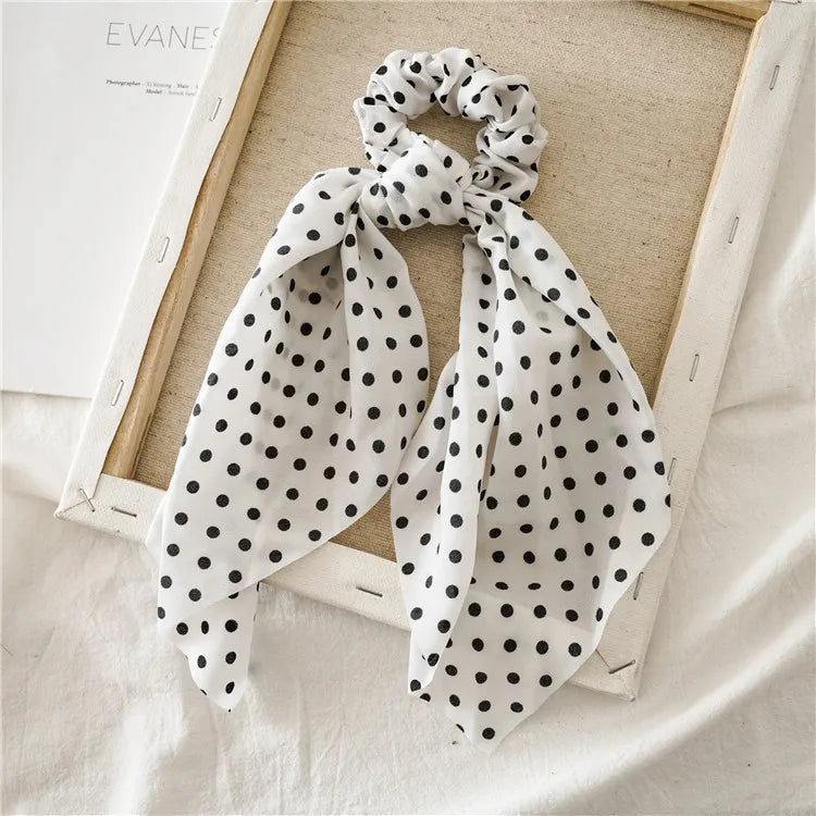 Chouchou Foulard à Pois Blanc