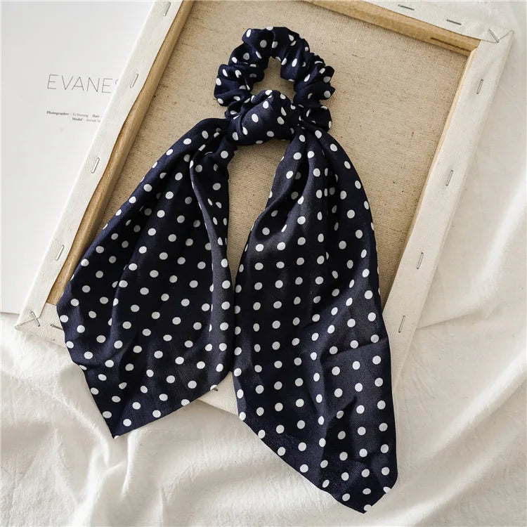 Chouchou Foulard à Pois Bleu Foncé