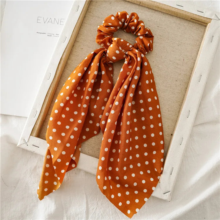 Chouchou Foulard à Pois Orange