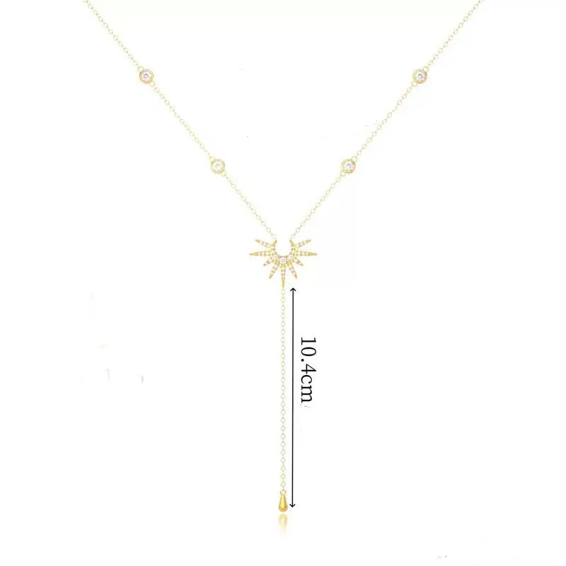 Collier Fin en Y Soleil et Goutte d’Eau Stylé