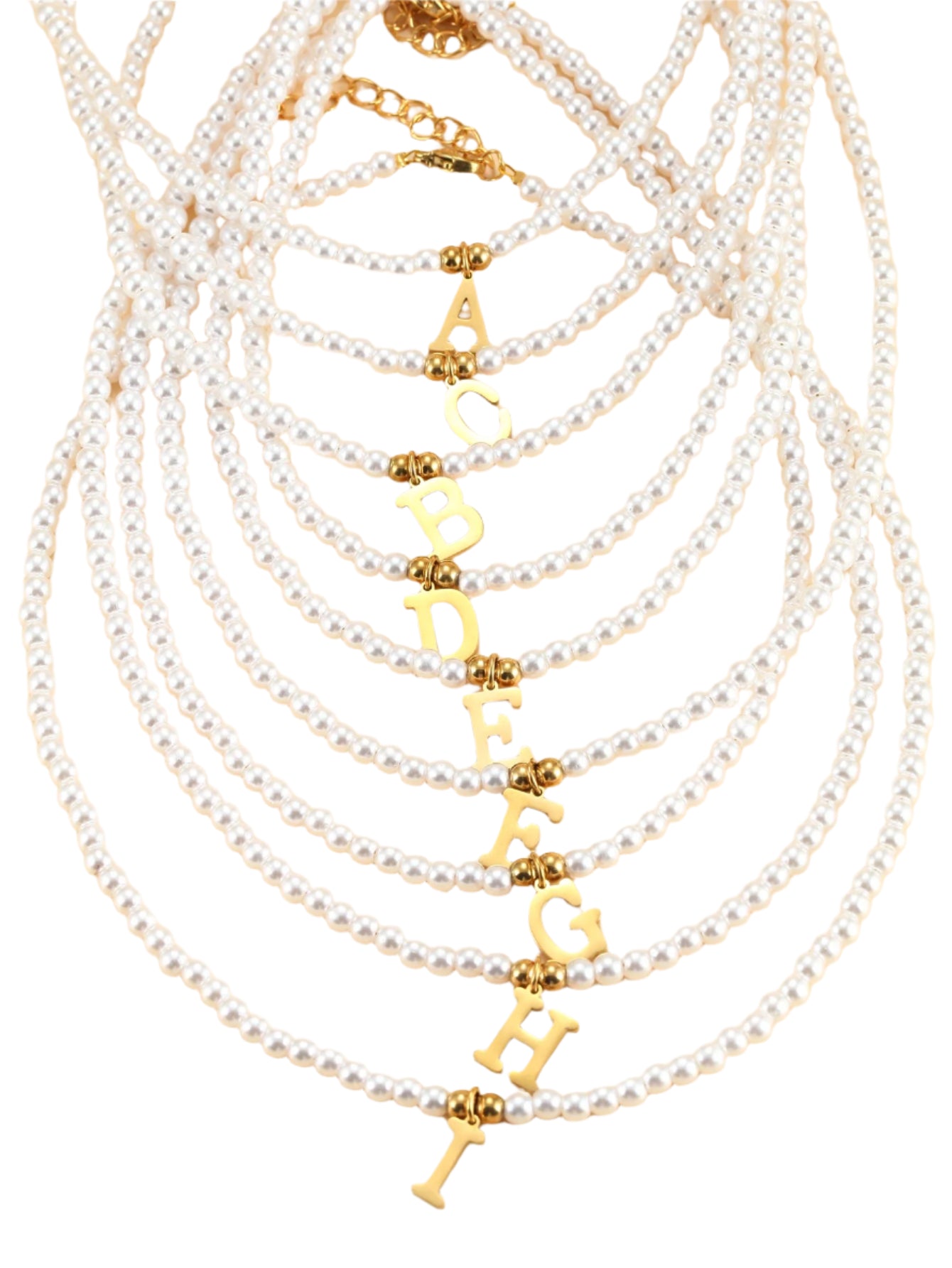 Collier de Perles à Pendentif Initiale Chic