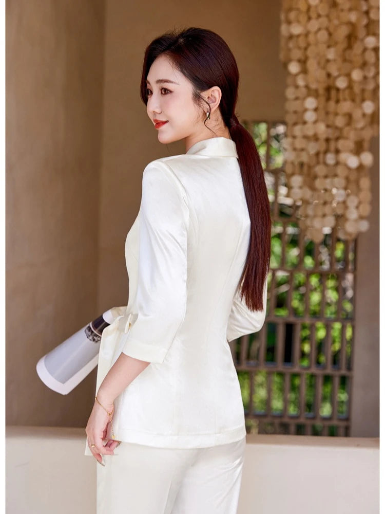 Ensemble Kimono Blanc Effet Satiné Été