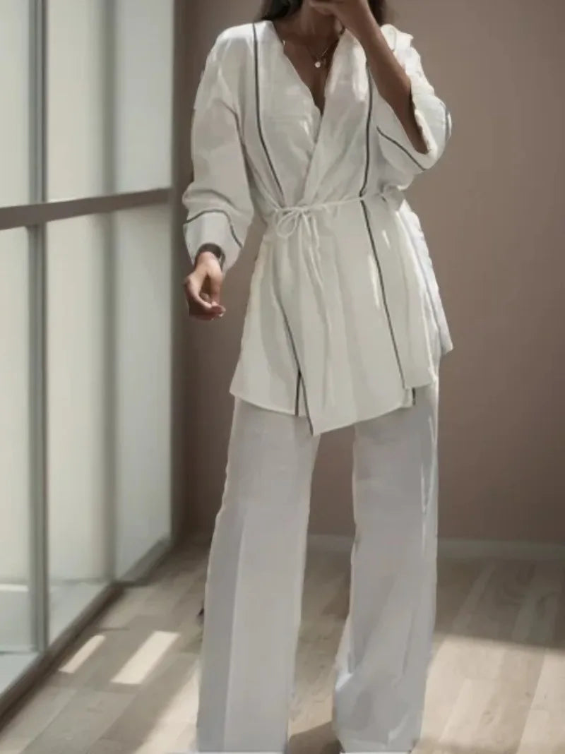 Ensemble Kimono Blanc Léger Estival Stylé