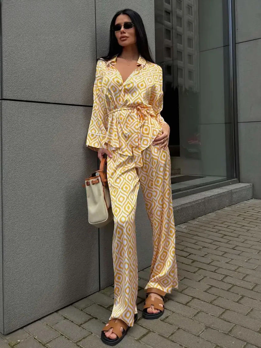 Ensemble Kimono Jaune Décontracté