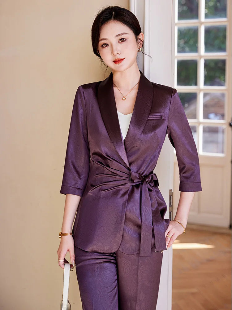 Ensemble Kimono Mauve Satiné Léger