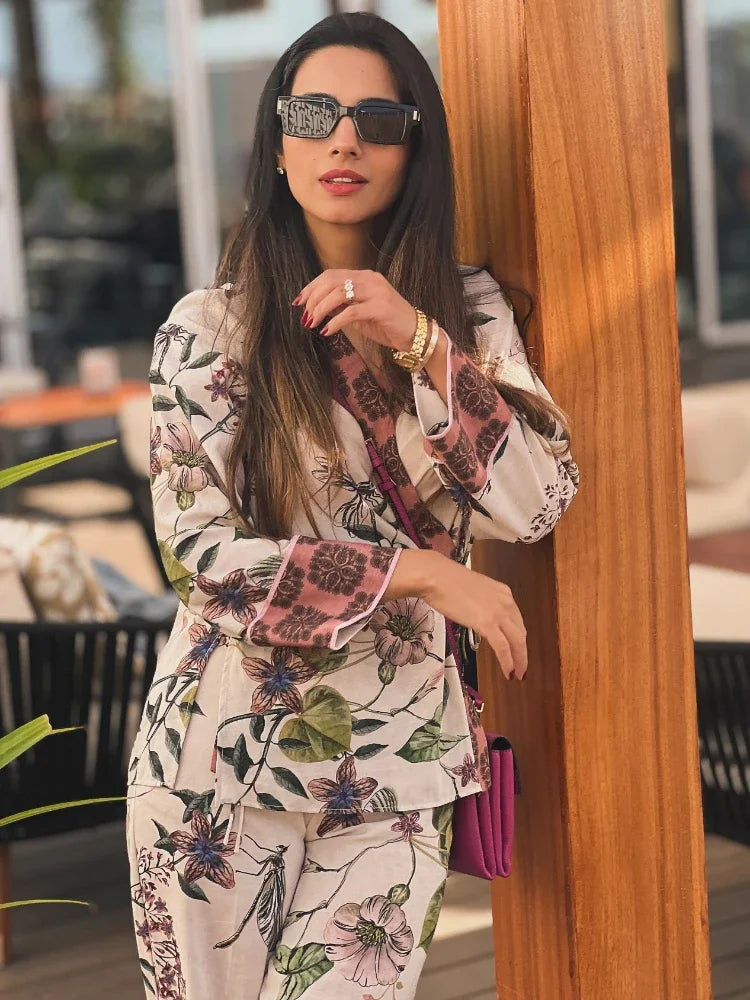 Ensemble Kimono à Motifs Floraux