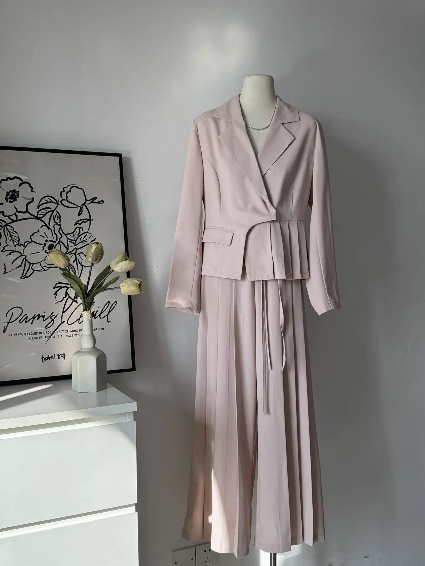 Ensemble Kimono Rose Ample à Plis Été