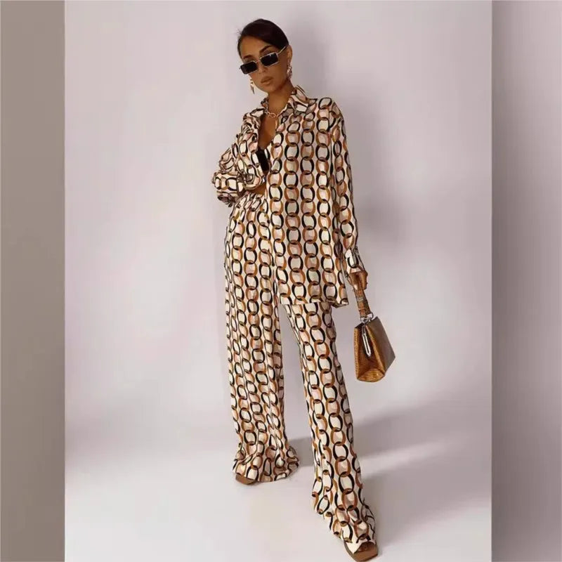 Ensemble Kimono Tendance à Motifs Géométriques