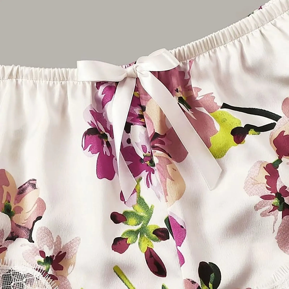 Ensemble Kimono de Nuit Fleuri Nœud du Short