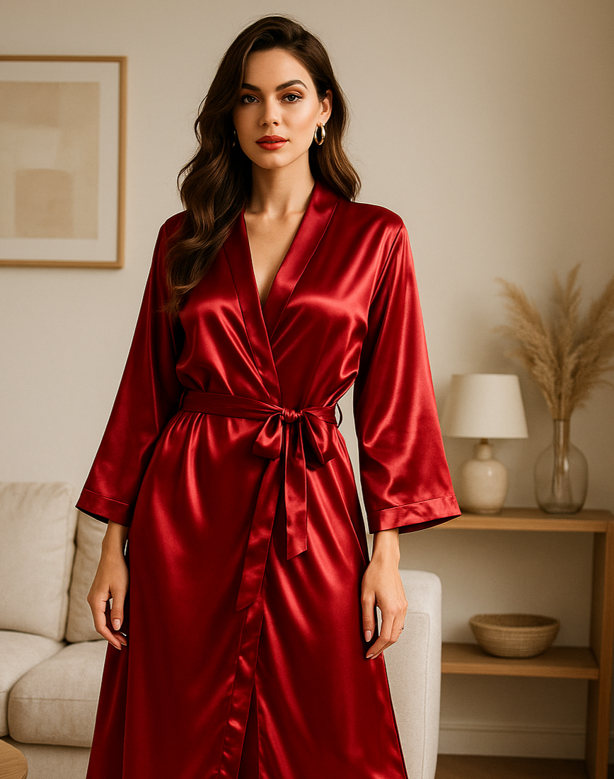 Ensemble Nuisette Kimono Rouge