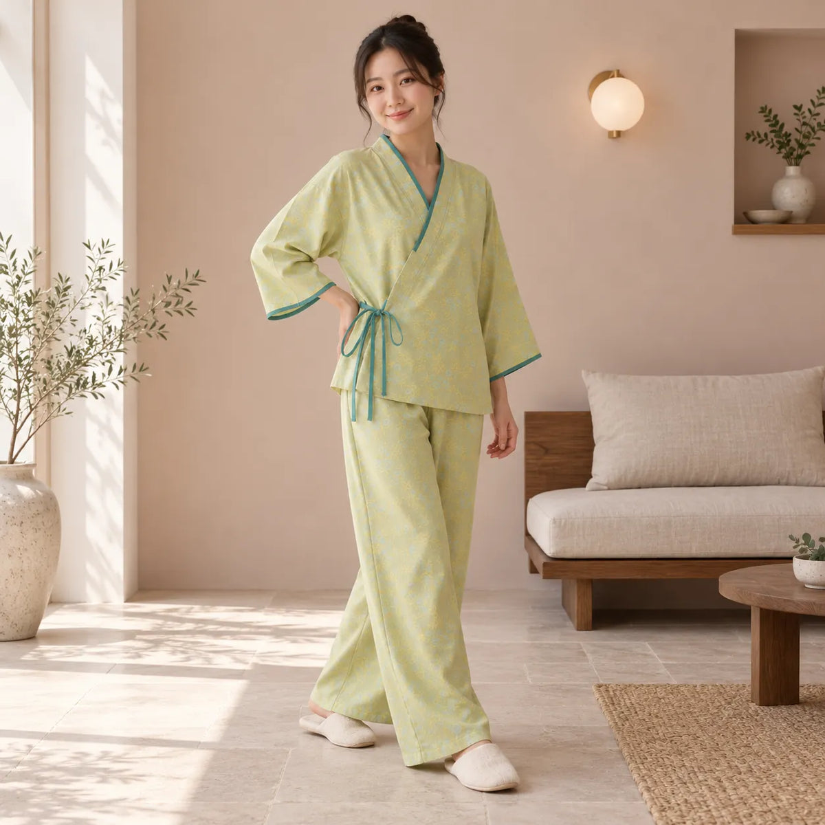 Ensemble Pyjama Kimono Femme Vert