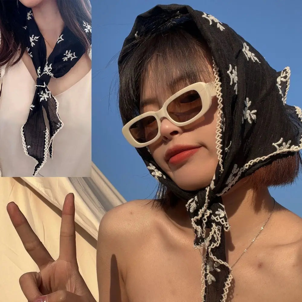 Foulard de Cheveux Triangle Fleuri
