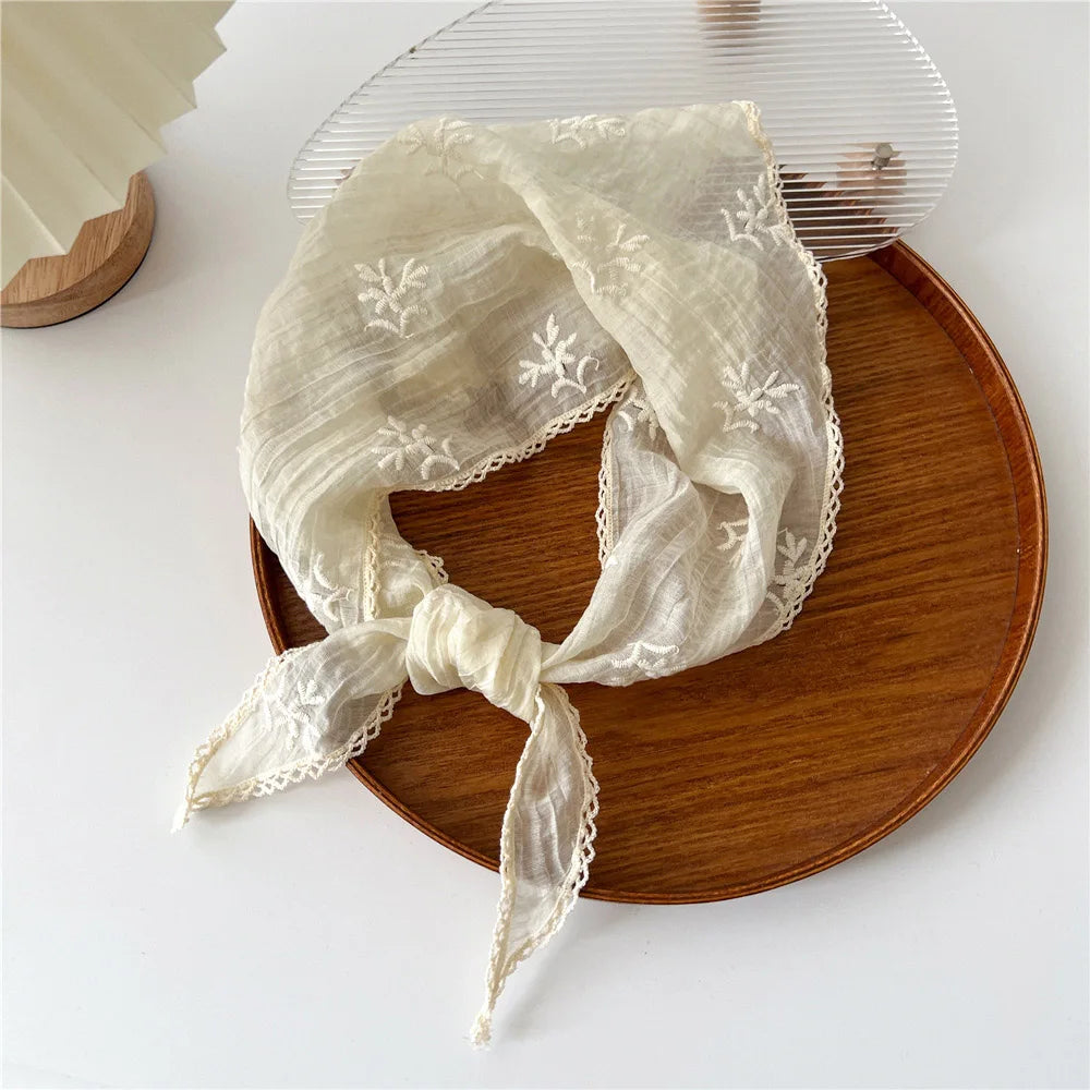 Foulard de Cheveux Triangle Fleuri Jaune