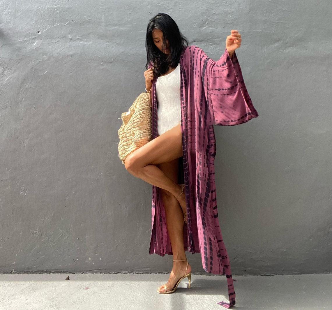 Kimono Femme Violet Soyeux