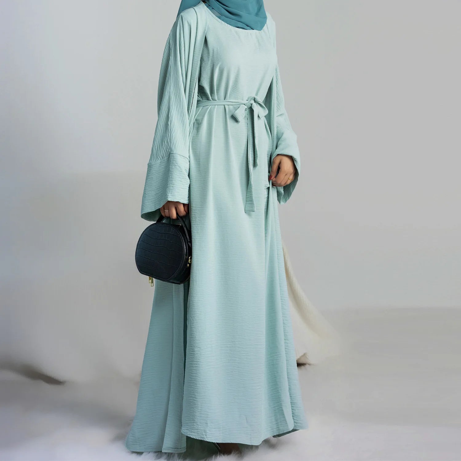 Kimono Abaya 2 Pièces Bleu Vert fluide