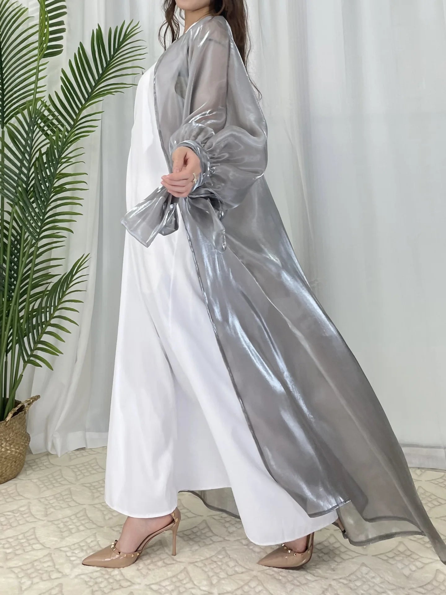 Kimono Abaya Argenté manche chic
