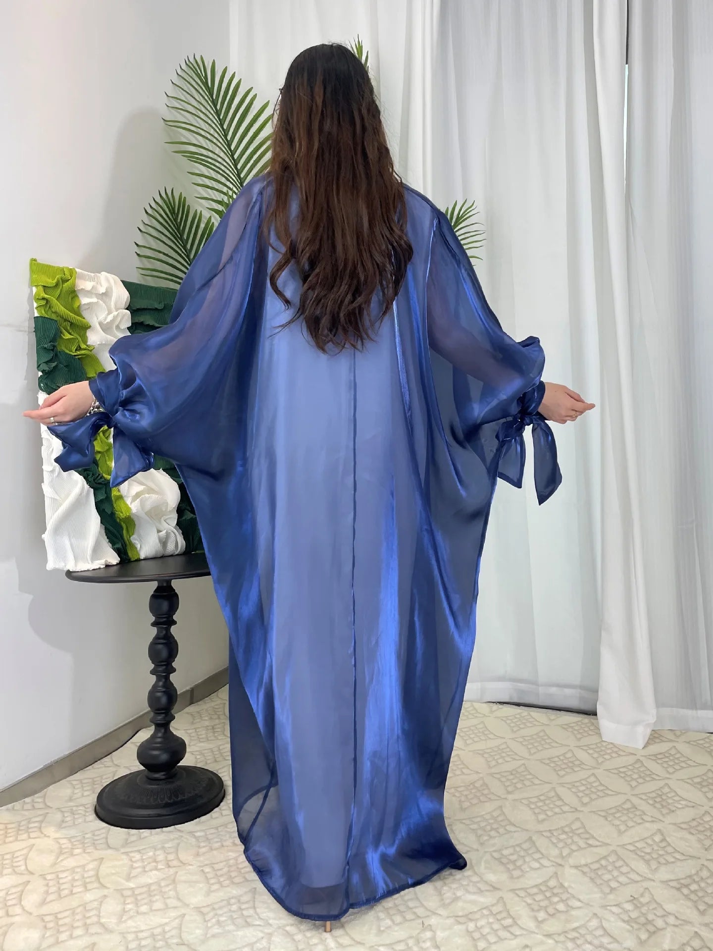 Kimono Abaya Bleu Transparent fluide