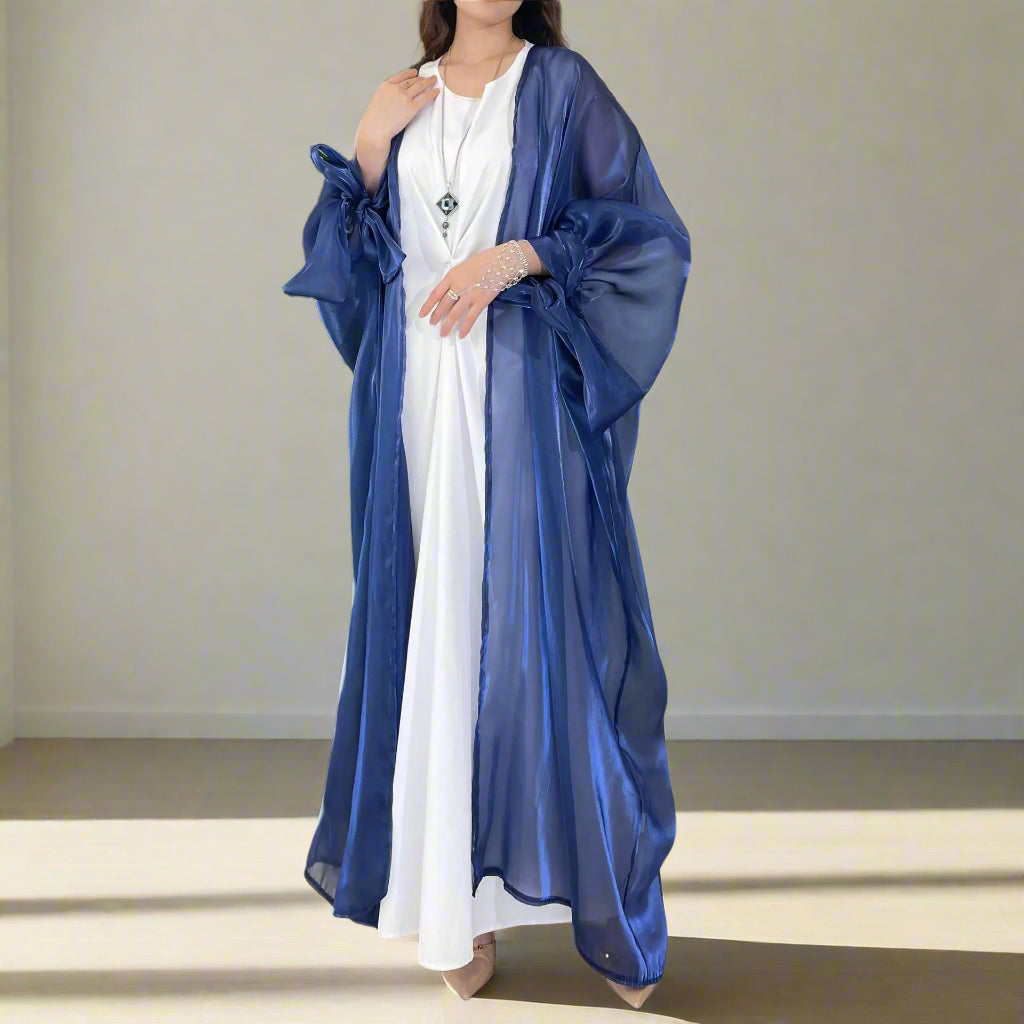 Kimono Abaya Bleu Transparent long