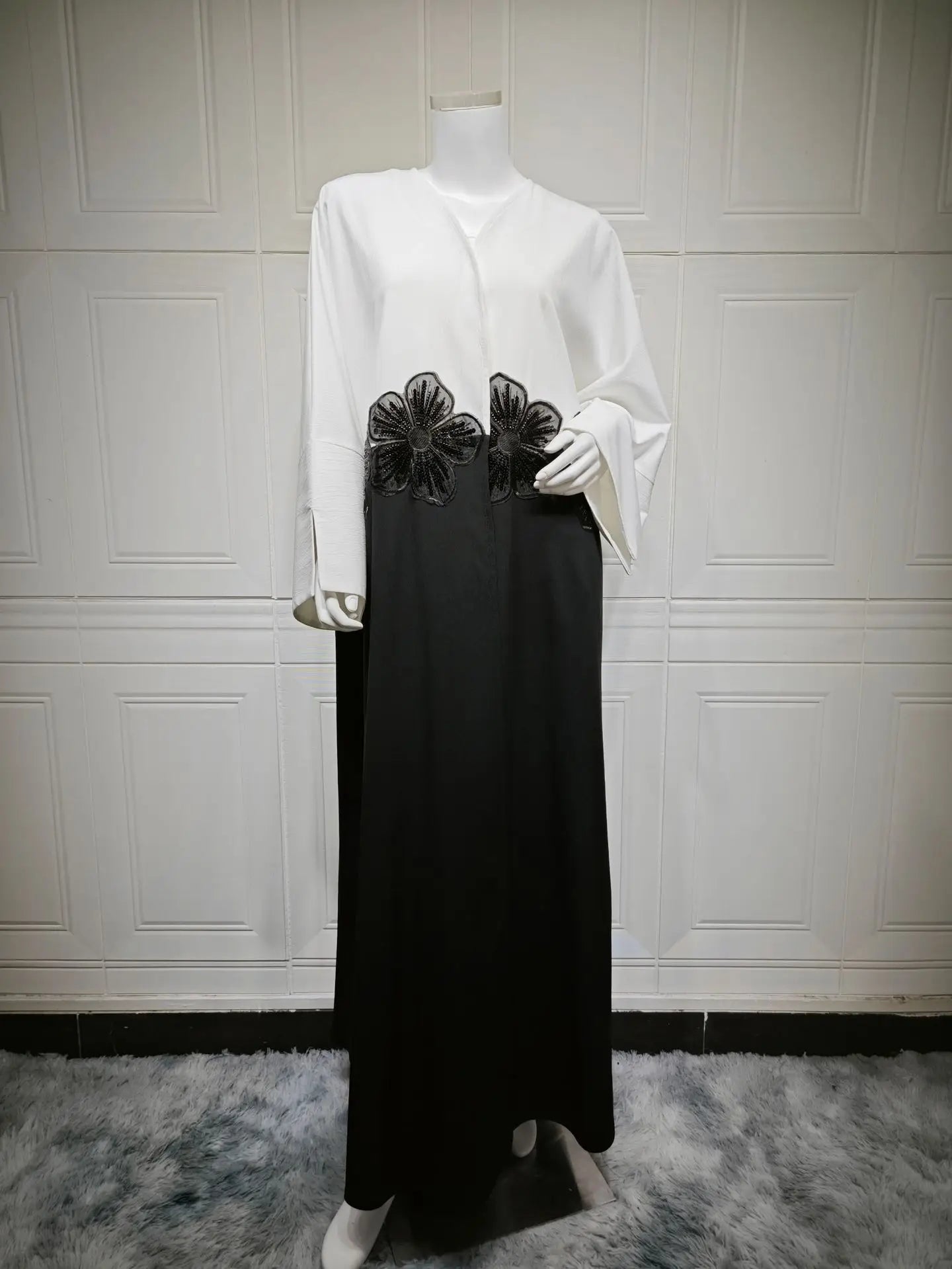 Kimono Abaya à Fleurs blanc