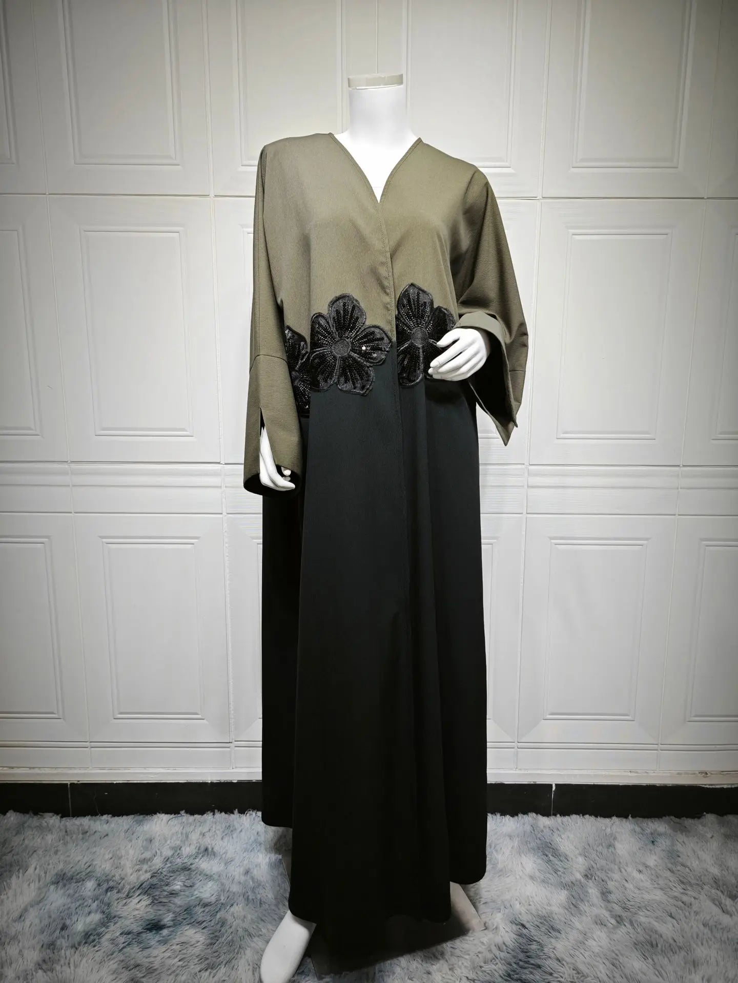 Kimono Abaya à Fleurs vert