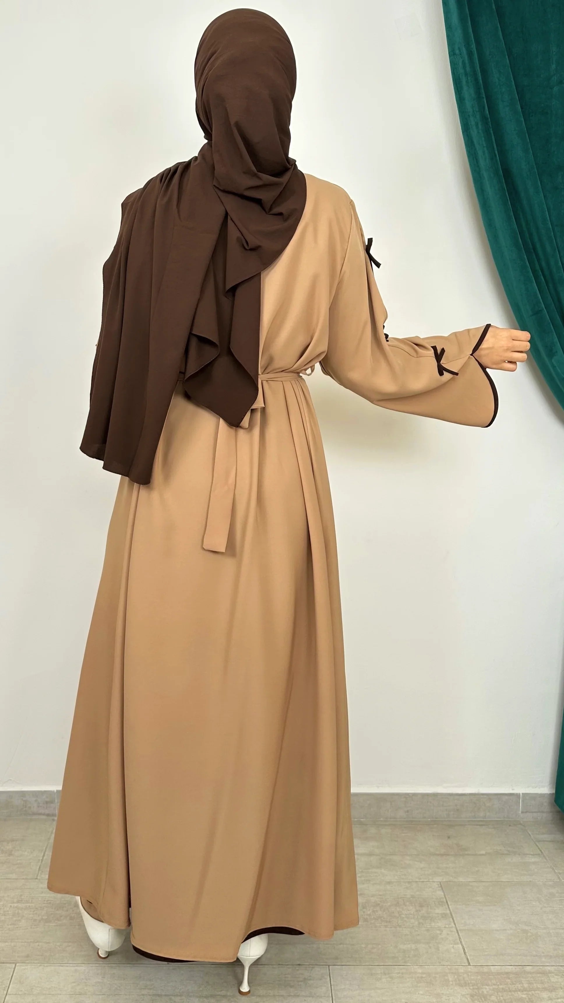 Kimono Abaya Kaki à Noeuds