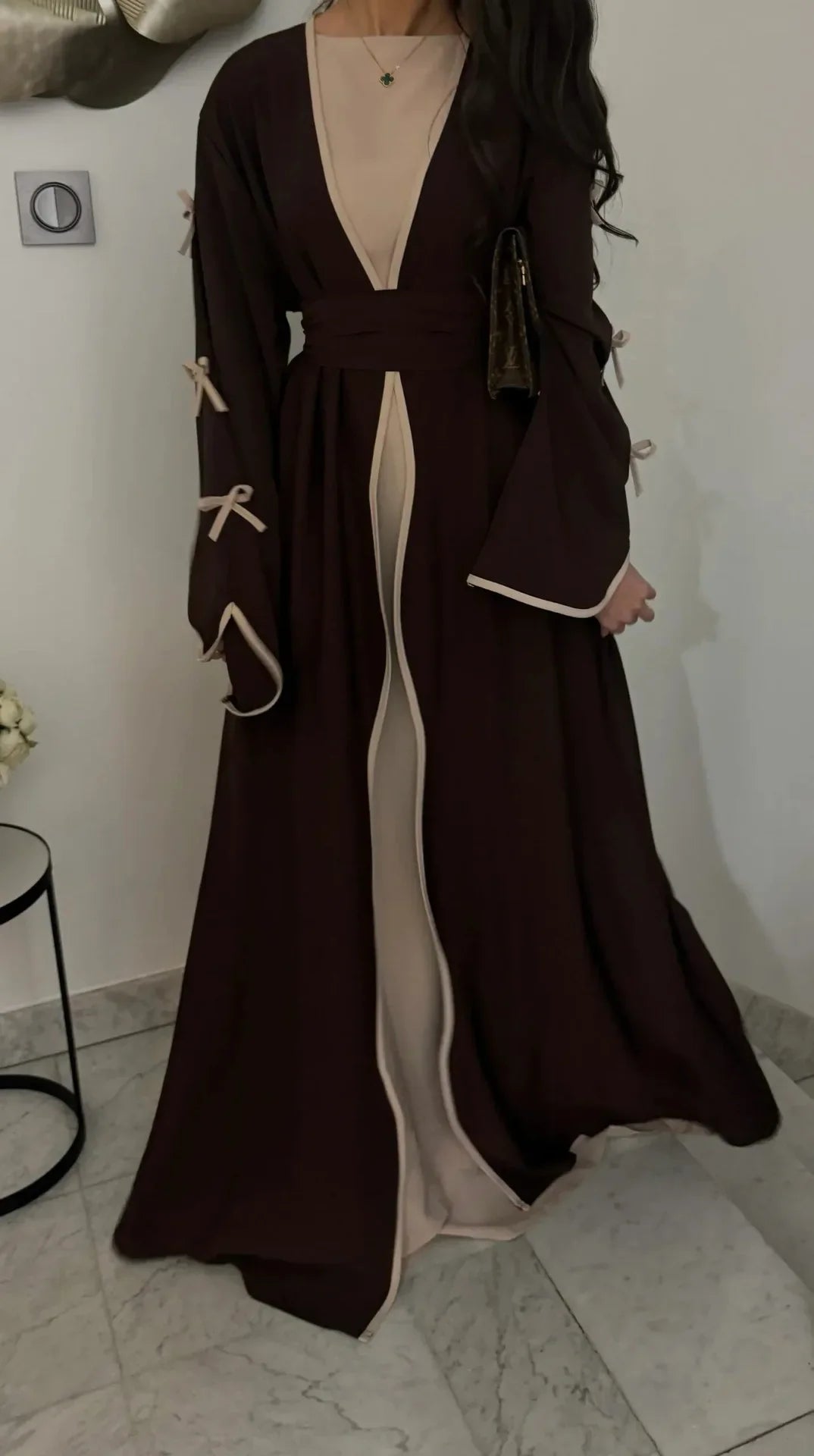 Kimono Abaya Marron à Noeuds chic