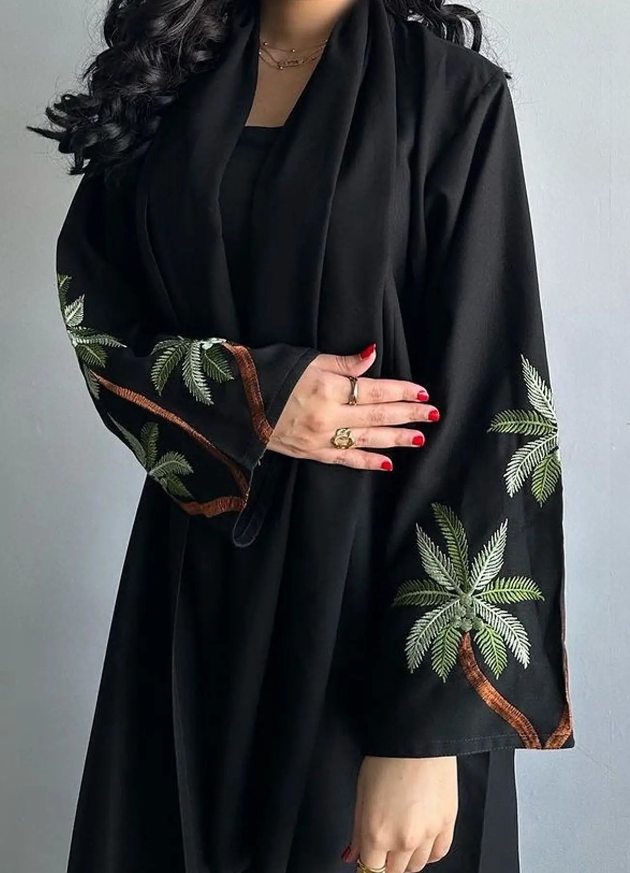 Kimono Abaya Noir Brodé léger
