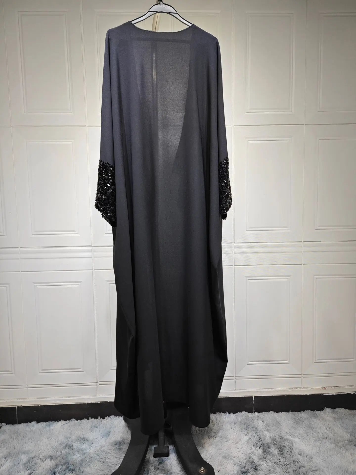 Kimono Abaya Noir à Sequins pour l'été