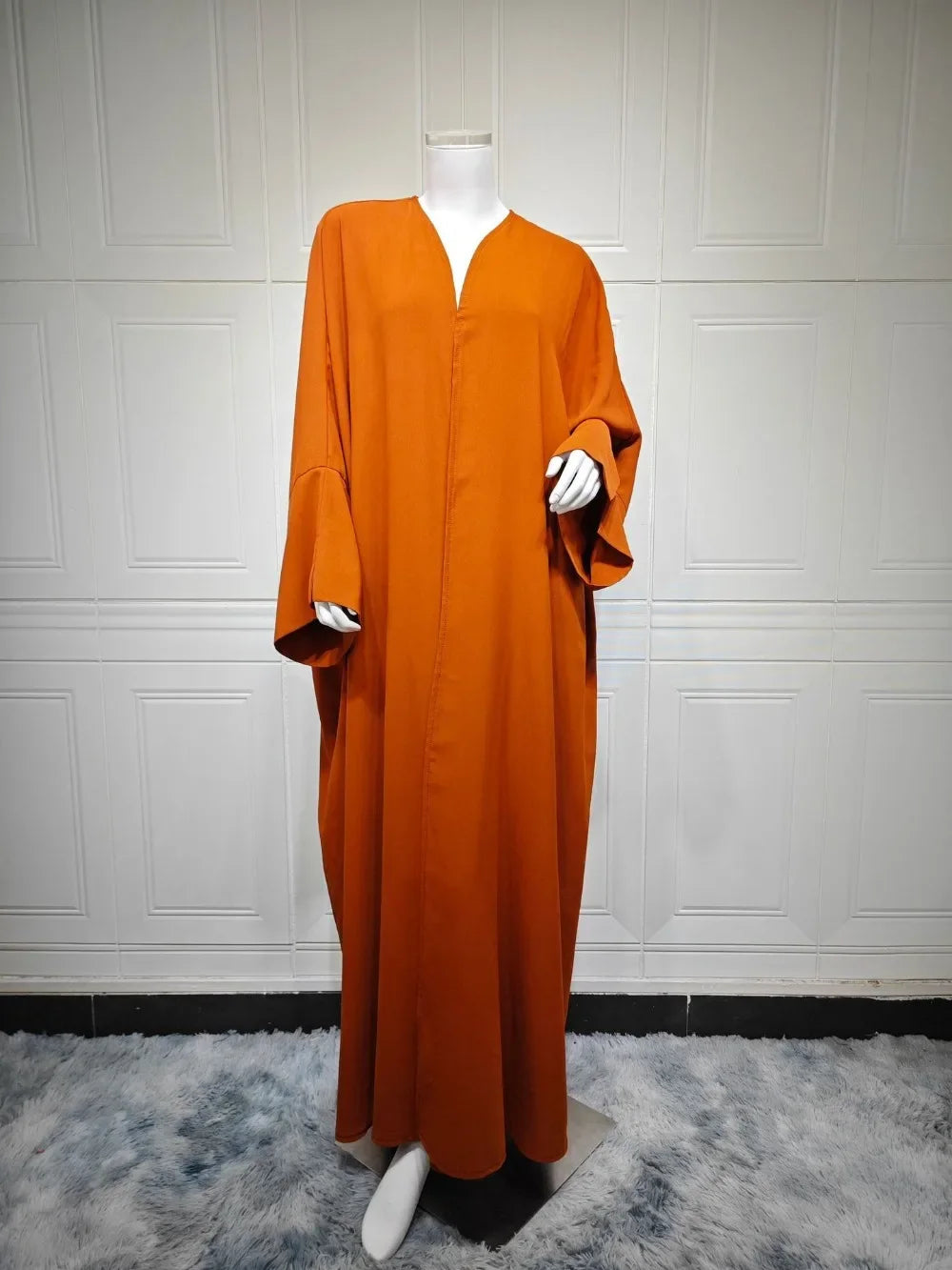 Kimono Abaya Orange Dos à Lacet Léger