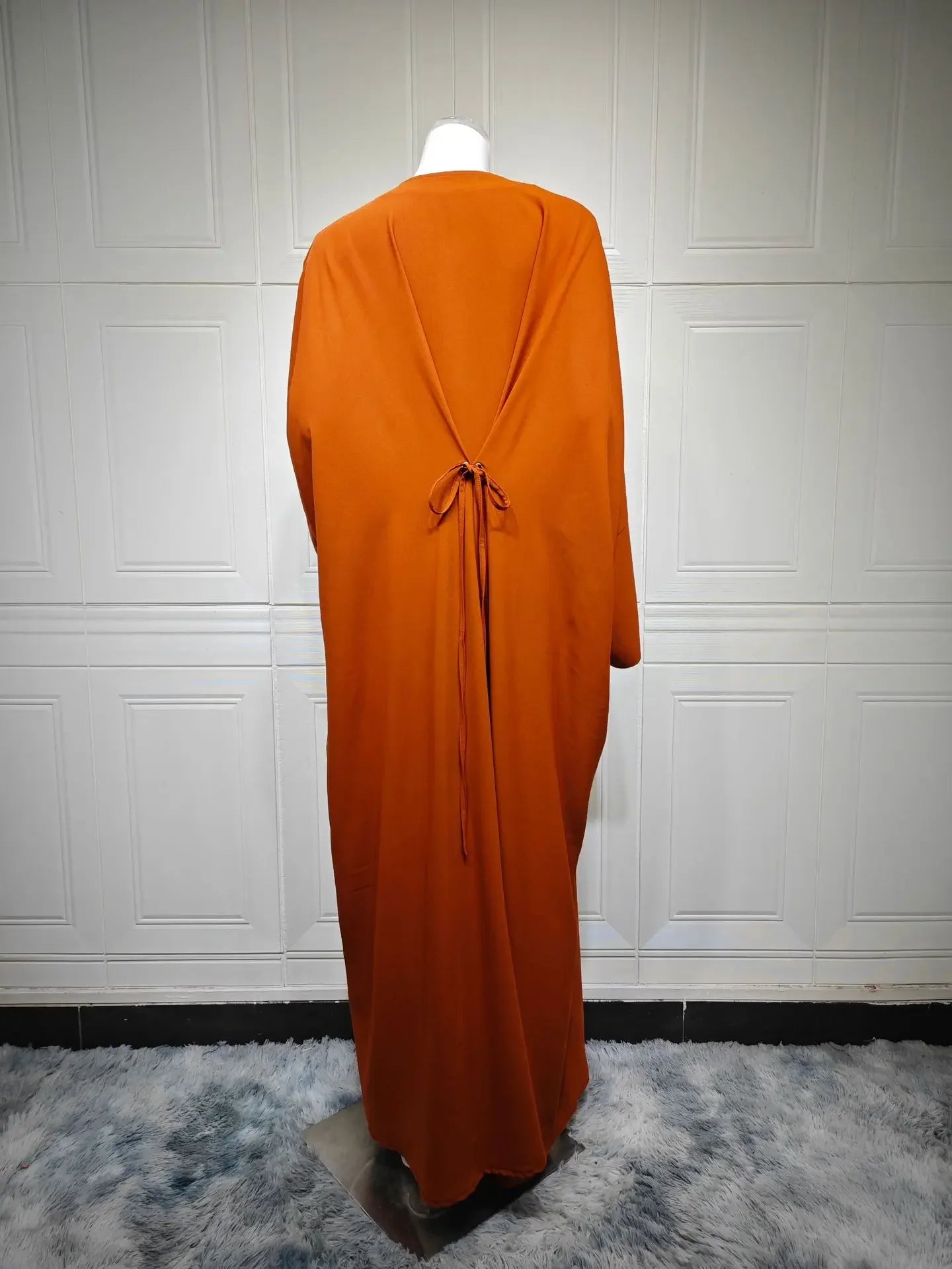 Kimono Abaya Orange Dos à Lacet fluide